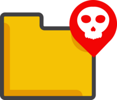 file folder icon with a skull and a location pin png