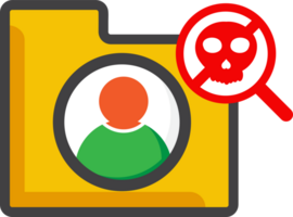 file folder icon with a skull and a magnifying glass png