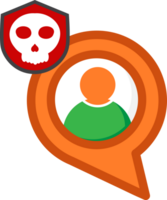 chat with user and danger shield icon png