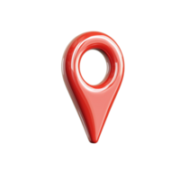 Red map location pin icon on transparent background, representing navigation and place markers png