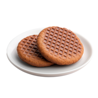 Stack of chocolate cookies on a white plate on transparent background, ideal for dessert or snack presentation png