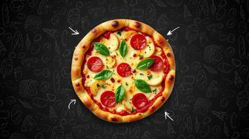 Pizza stop motion animation in dark background video