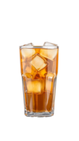 Glass of iced tea with lemon on transparent background, ideal for refreshing beverage presentation png