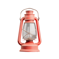 Classic red oil lantern with glass on transparent background, perfect for vintage or rustic settings png