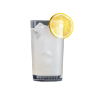Iced lemonade in glass with lemon slice on transparent background, highlighting refreshing beverage png