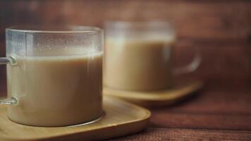 Warm Cups of Delicious Tea on Beautiful Wooden Table in a Cozy, Inviting Setting video