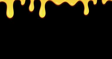 Dripping honey animation. Realistic drops of honey. Dessert background with melted honey. Dripping honey. Motion graphic. 4K animation. Transparent background with alpha channel video