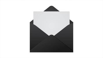 Animation of the opening envelope with white paper. Email message icon animation. Message notification animation. Mail and messaging icon video