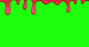Realistic drops of strawberry jam animation. Strawberry background jam dripping drop splash texture. Drips of strawberry jam. Motion graphic. 4K animation video