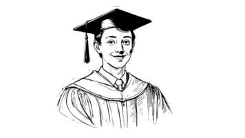 Animation forms a sketch of an icon wearing a graduation cap video