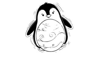 Animation forms sketches of egg and penguin icons video