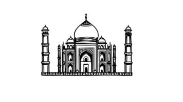 Animation forms a sketch of the Taj Mahal icon video