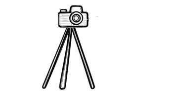 Animation forms a sketch of the camera tripod icon video