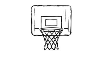 Animation forms a sketch of a basketball basket icon video