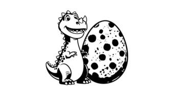 The animation forms a sketch of the egg and dinosaur icon video