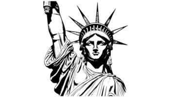 Animation forms a sketch of the Statue of Liberty icon video