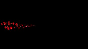 Red rose petals flow horizontally in line particles, with 4 types including straight lines and curves video