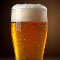 a full glass of beer with bubbles on the top. photo