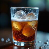 A close-up photo of glass of cola