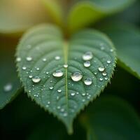 leaf with water drops photo