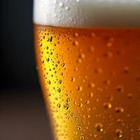 a full glass of beer with bubbles on the top. photo