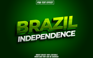 Brazil Independence text effect in 3D style with green and white colors on a green background. psd