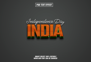 A 3D text effect of Independence Day India with a grey background. psd