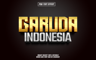 3D text effect with golden Garuda Indonesia text against a black background. psd