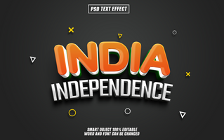 3D text effect design with India Independence on a black background. psd