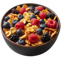 A bowl of cereal with berries and cereal png