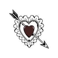 A heart with an arrow in it on a white background vector