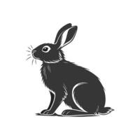 Black and white illustration of a rabbit vector