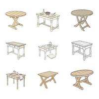 A set of different types of tables and chairs vector
