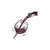 A wine glass with wine pouring into it vector