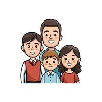 Cartoon family with two children vector