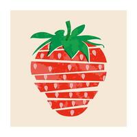 Strawberry colorful wallpaper print background. Fruit illustration isolated on background. Greeting card with strawberry for your design vector