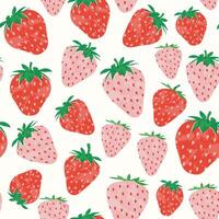 Strawberry colorful seamless pattern background. Fruit illustration on white background. Seamless background with strawberries for wrapping paper, wallpaper vector