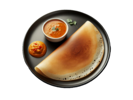 A dosa is served on a plate with a sauce png