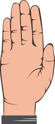 Hand showing stop gesture Front view.