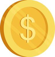 Golden coin with a dollar sign on a white background illustration vector