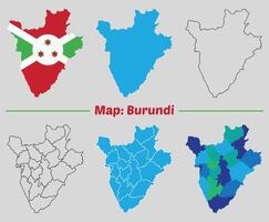 Abstract High Detailed Glow Blue Map on Dark Background of Map of Burundi vector
