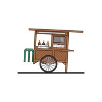 A cart with green bench and bottles on it vector