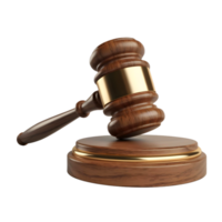 Wooden gavel on transparent background png
