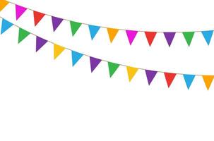 Party Decor with Multicolored Flags Background. vector