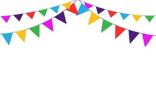 Colorful Bunting Flags Party Decoration Background. Triangle flags in rainbow colors. vector