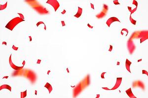 Red confetti. Confetti celebration party background design, Falling shiny red confetti isolated on transparent background vector