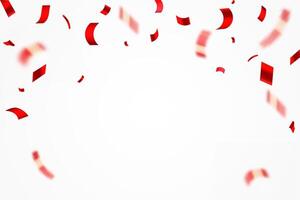 Red color confetti. Confetti celebration party background design, Falling shiny red confetti isolated on transparent background, Celebration carnival ribbons, confetti, vector