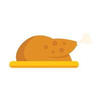 Roasted chicken resting on a serving tray icon vector