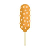 Corn dog being dipped in batter on a stick icon vector