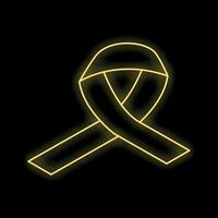 Golden neon ribbon shining on dark background vector